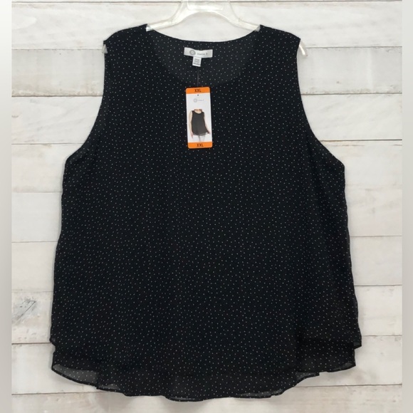 Cristina B Tops - Cristina B Wm's Sleeveless Top • Sz XXL • Black with White Polka Dots • …
